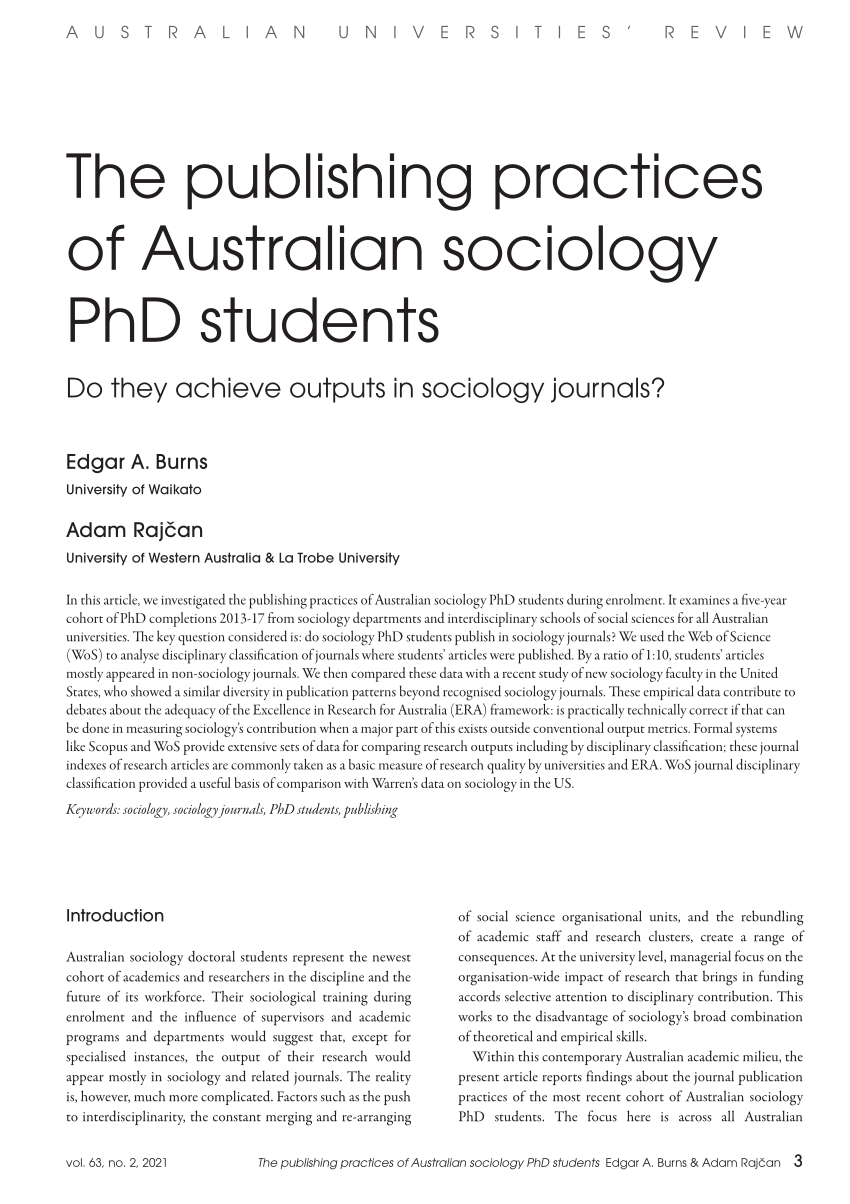 phd in sociology in australia