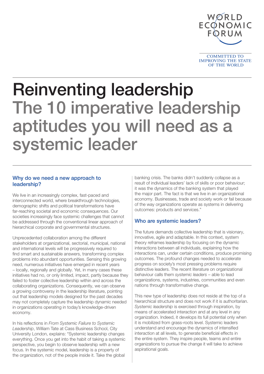 Pdf Reinventing Leadership 10 Imperative Leadership Aptitudes