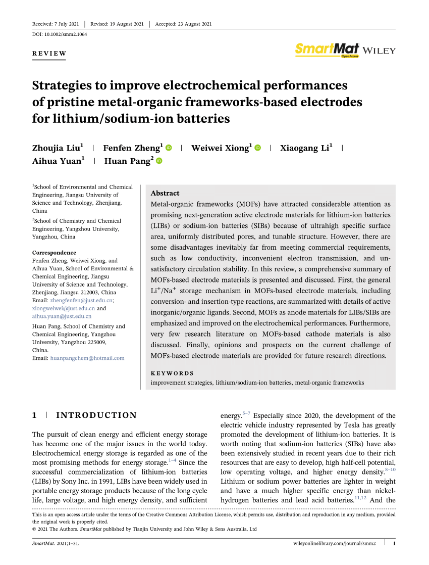PDF) Strategies to improve electrochemical performances of 