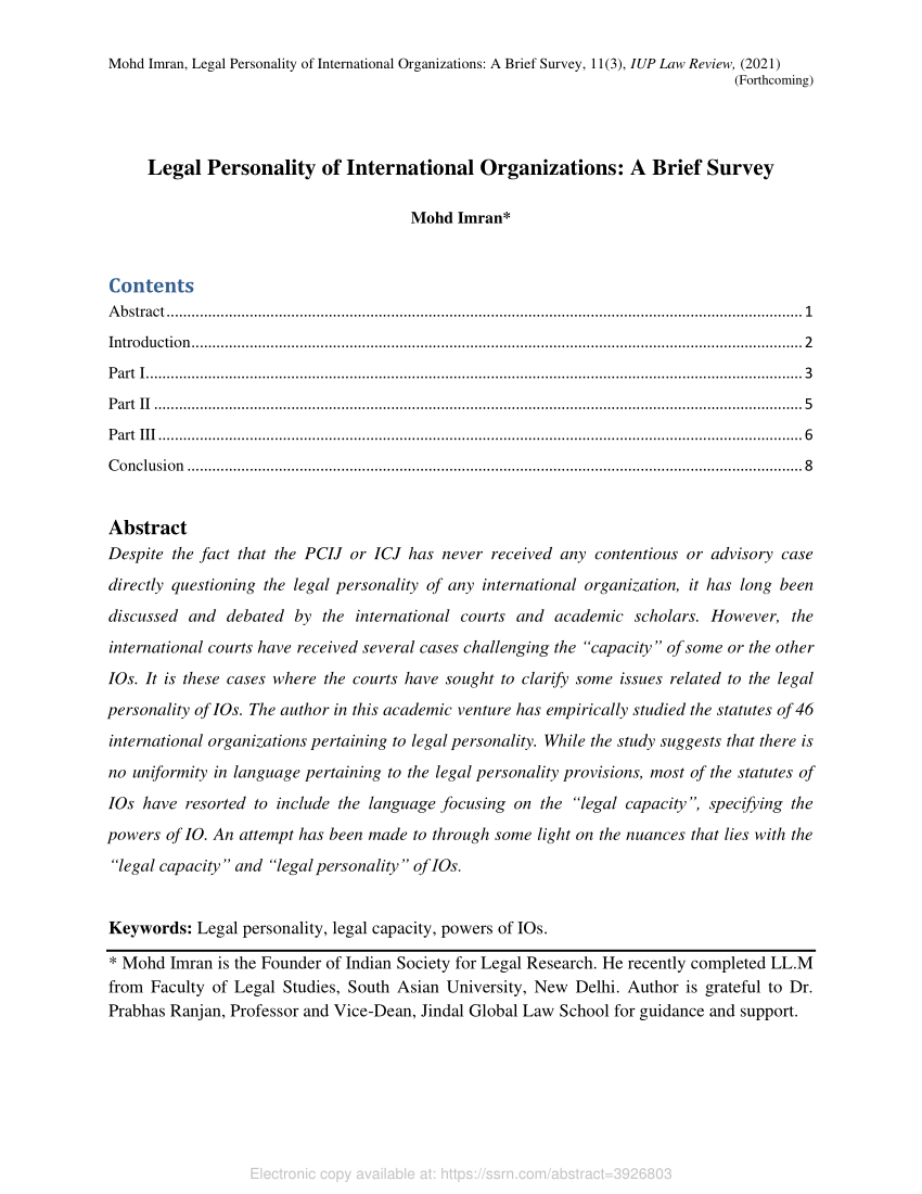 pdf-legal-personality-of-international-organizations-a-brief-survey