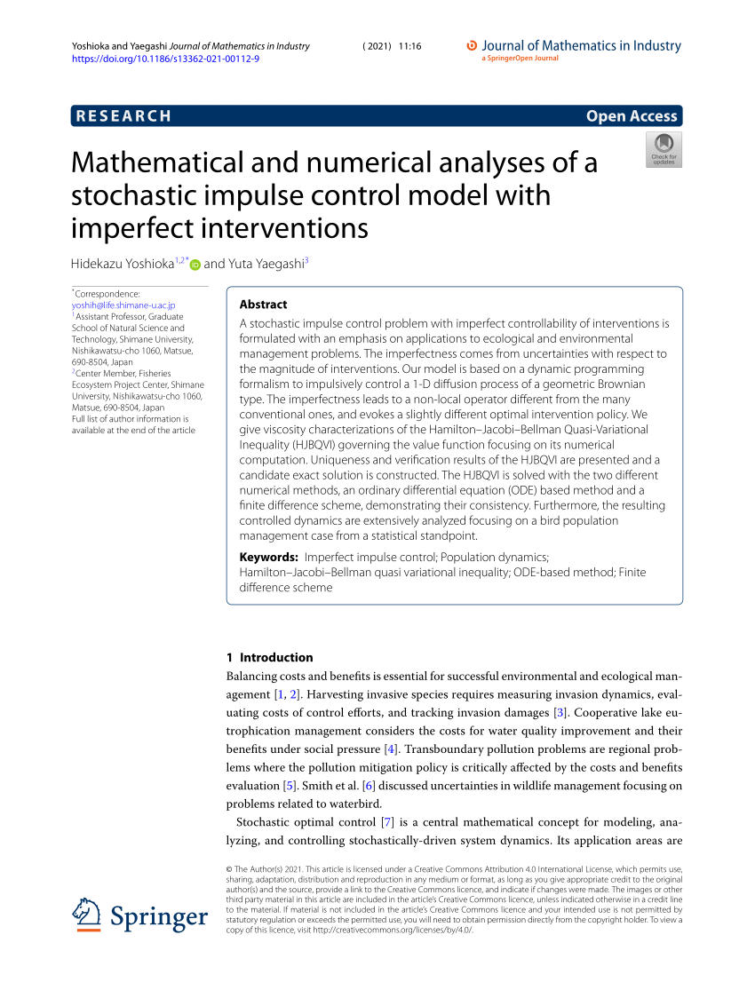 PDF) Mathematical and numerical analyses of a stochastic impulse ...