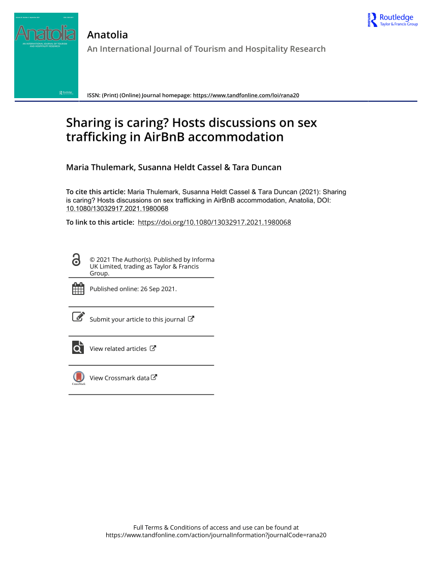 PDF) Sharing is Hosts on sex trafficking in AirBnB accommodation