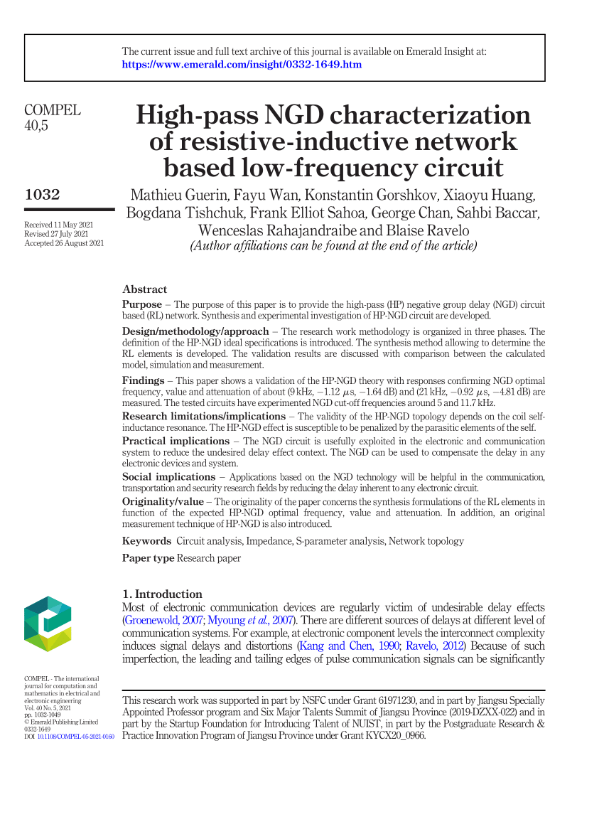 PDF) High-pass NGD characterization of resistive-inductive network based  low-frequency circuit