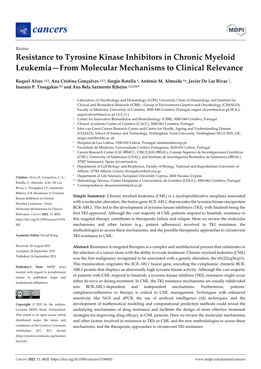 PDF) Resistance to Tyrosine Kinase Inhibitors in Chronic Myeloid 