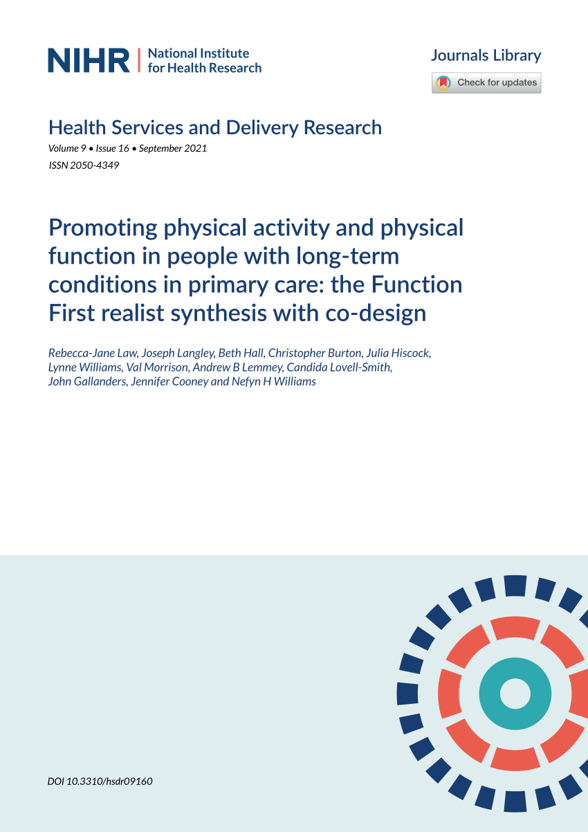 PDF) Promoting physical activity and physical function in people with  long-term conditions in primary care: the Function First realist synthesis  with co-design