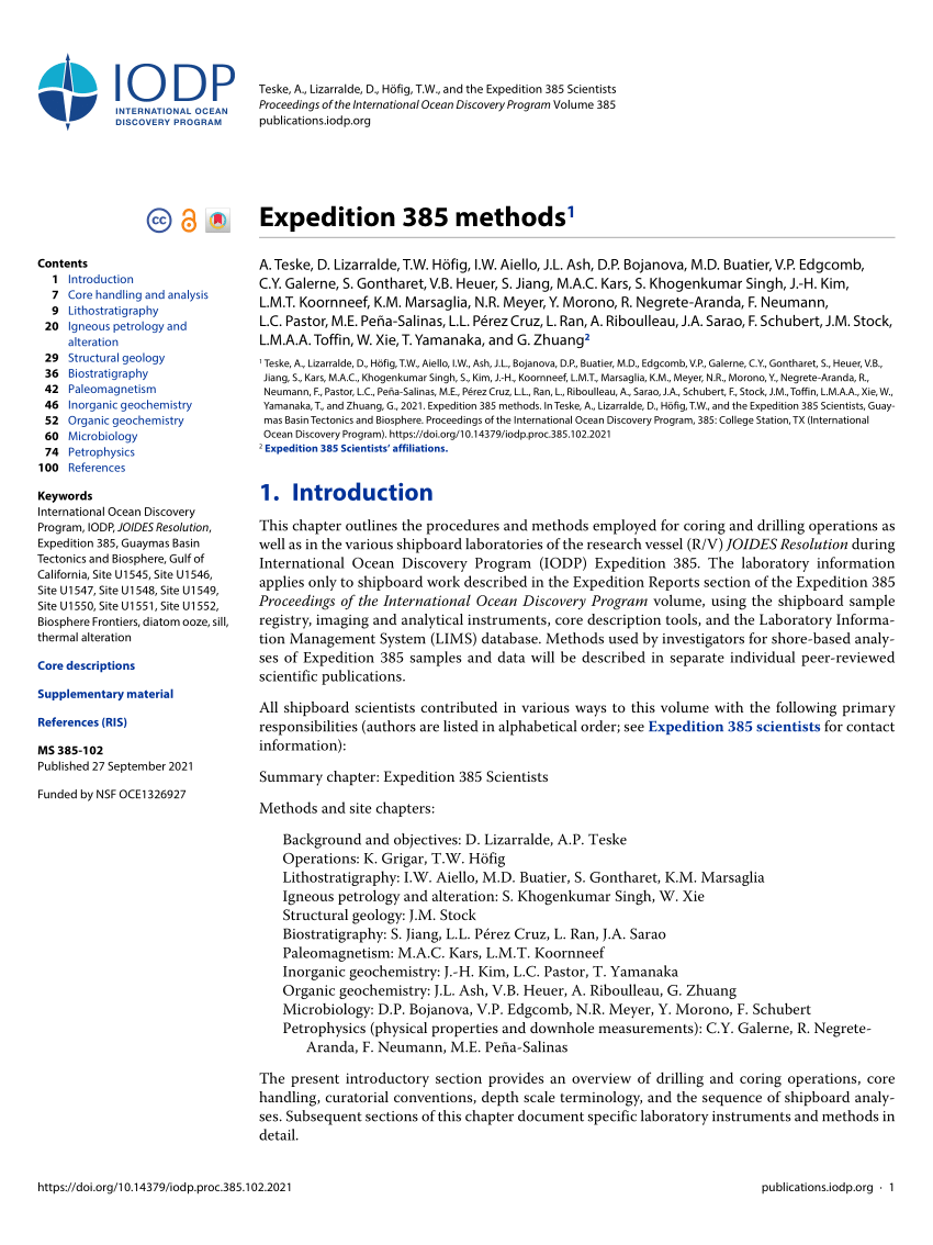 PDF) Expedition 385 methods