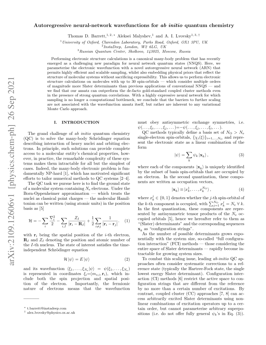 Ab initio quantum chemistry with neural-network wavefunctions