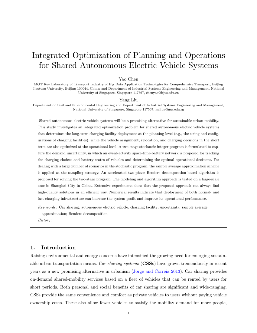 (PDF) Integrated Optimization of Planning and Operations for Shared