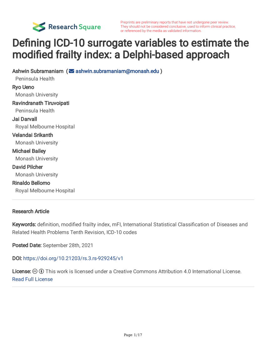 (PDF) Defining ICD-10 surrogate variables to estimate the modified