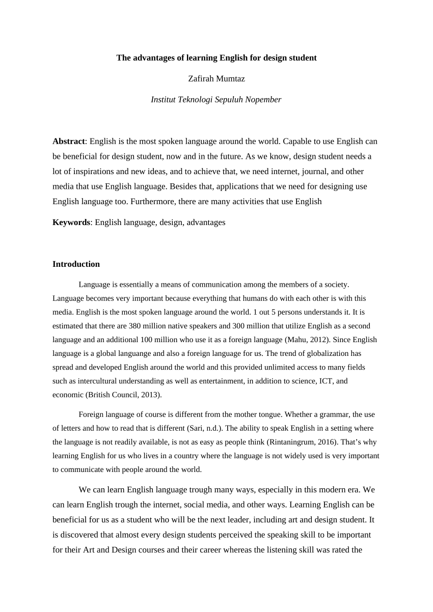 essay about the advantages of learning english