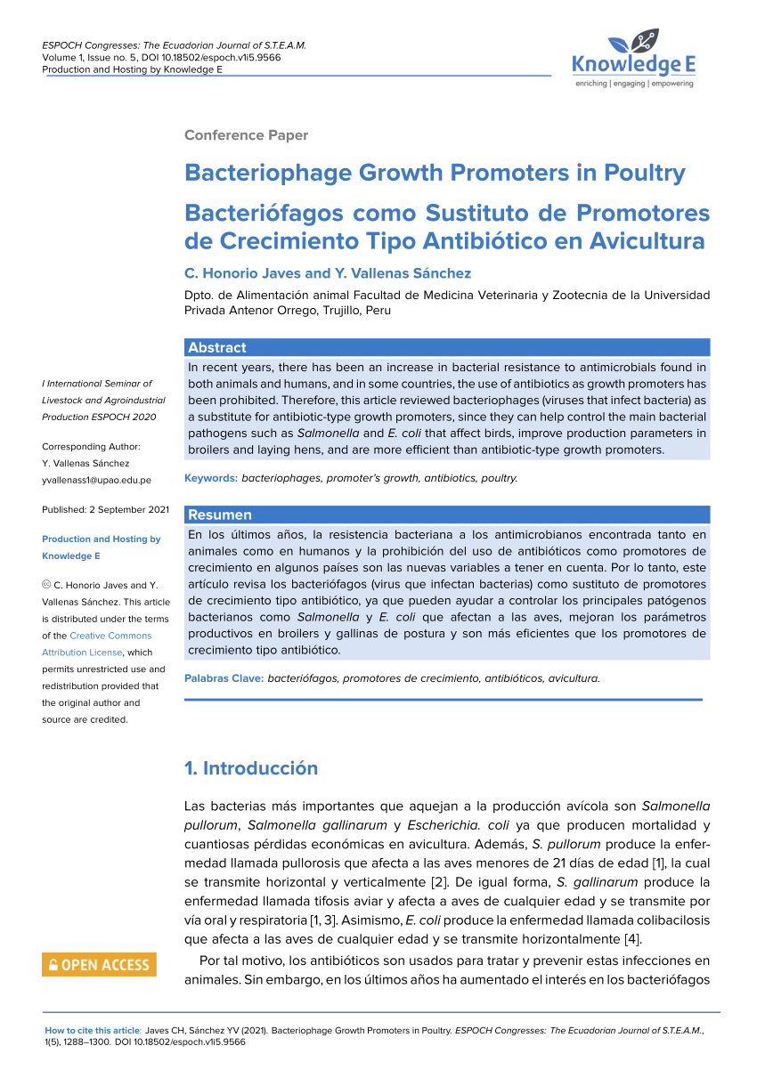 (PDF) Bacteriophage Growth Promoters in Poultry