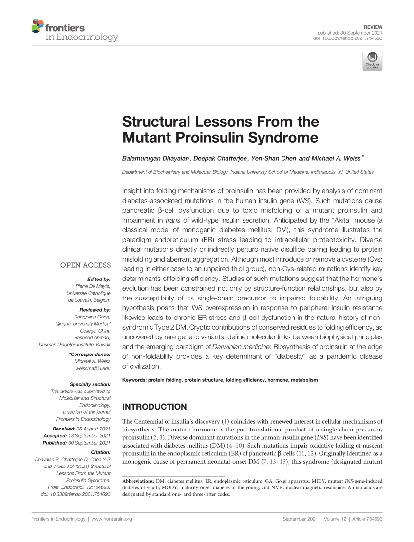 PDF) Structural Lessons From the Mutant Proinsulin Syndrome