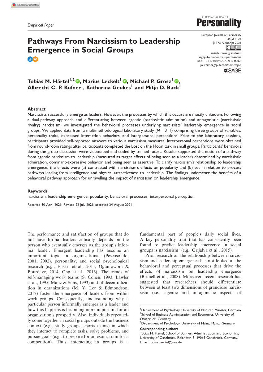 I am the chosen one: Narcissism in the backdrop of self‐determination  theory - Sedikides - 2019 - Journal of Personality - Wiley Online Library