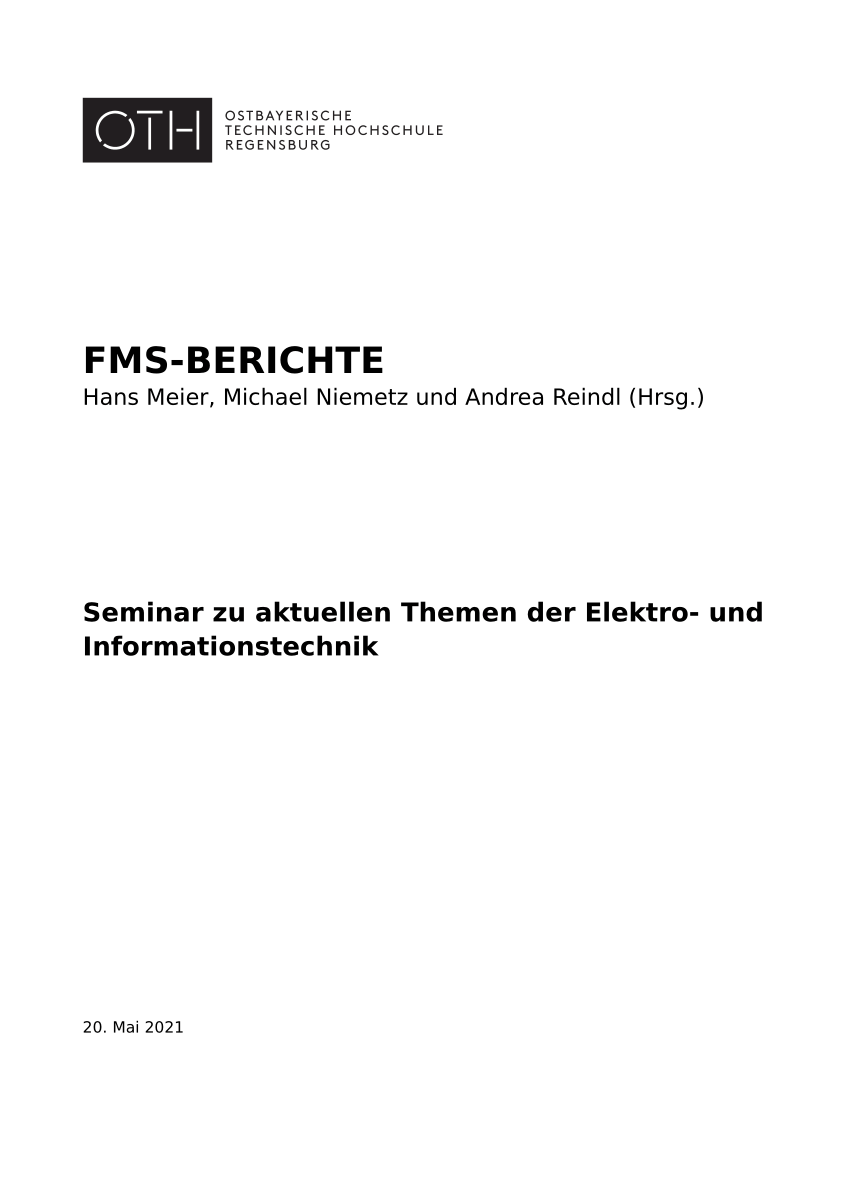 PDF) FMS-BERICHTE Seminar zu aktuellen Themen der Elektro-und  Informationstechnik