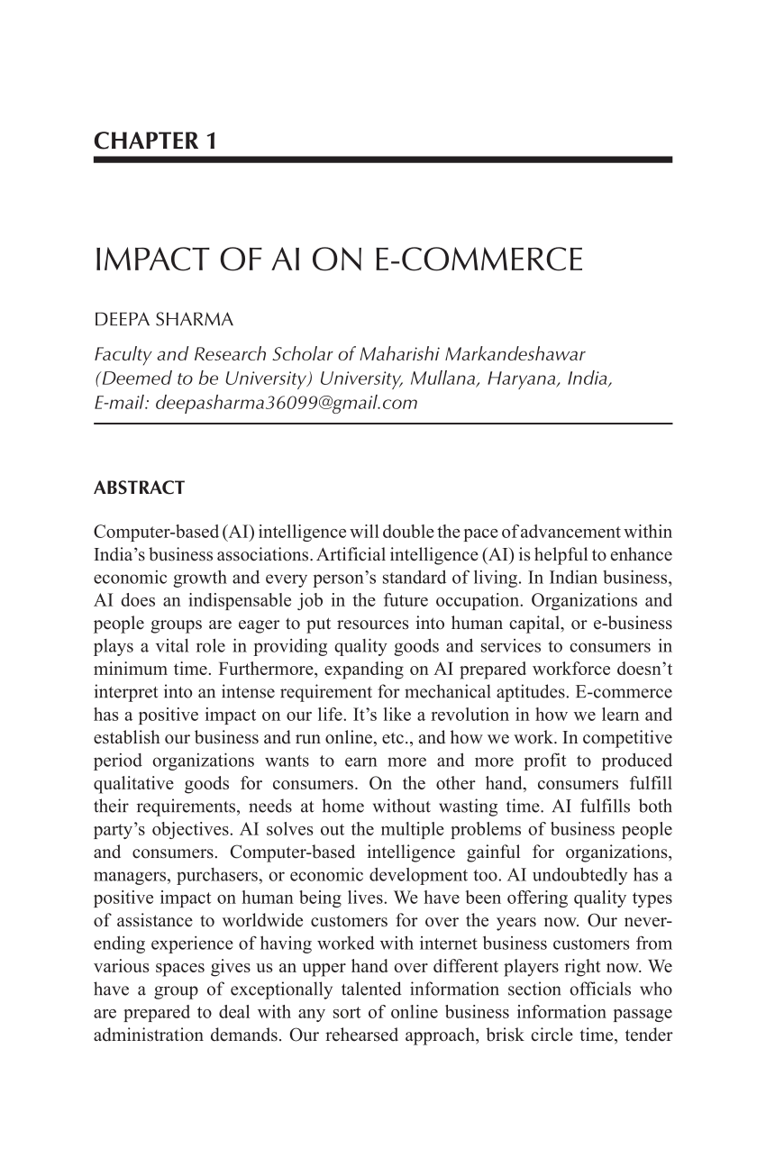 Indian Retailer - The Role of AI in E-Commerce industry and its impact