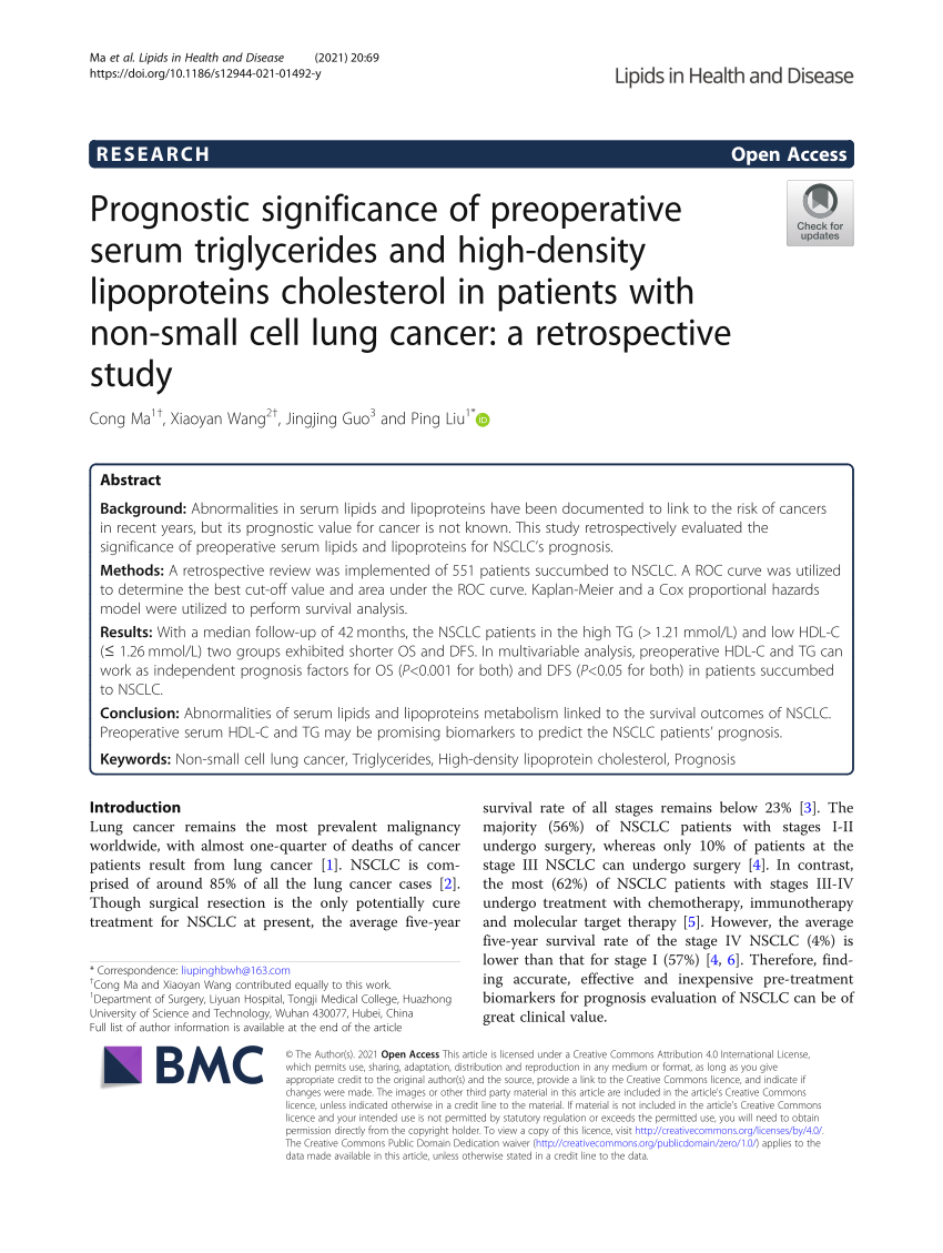 PDF) Prognostic significance of preoperative serum triglycerides 