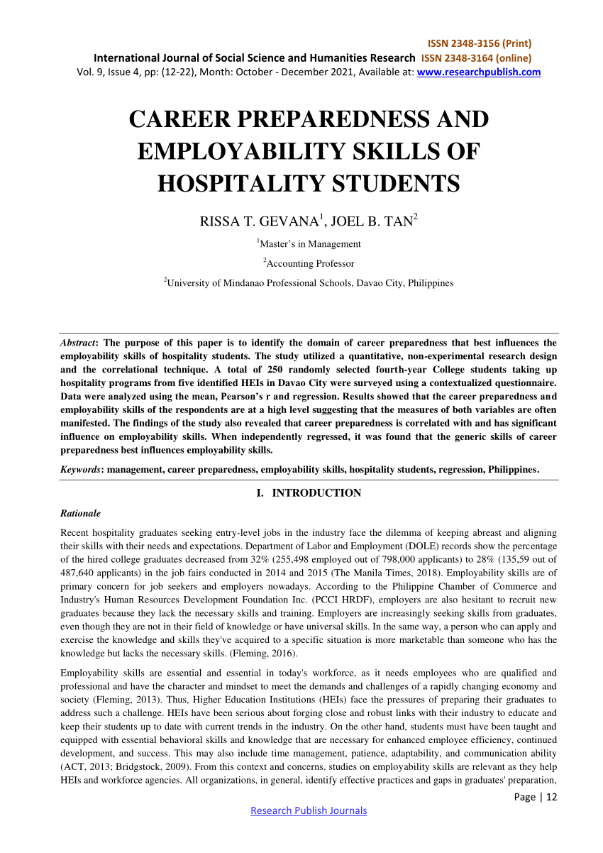 research title about hospitality management students