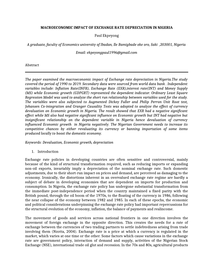 pdf-macroeconomic-impact-of-exchange-rate-depreciation-in-nigeria