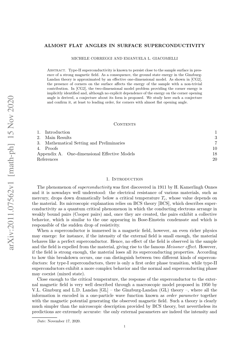 PDF Almost flat angles in surface superconductivity