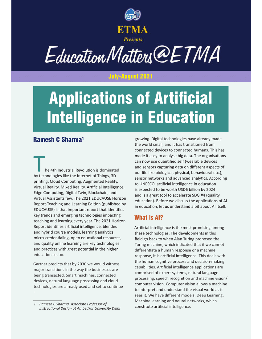 scholarly articles on artificial intelligence in education