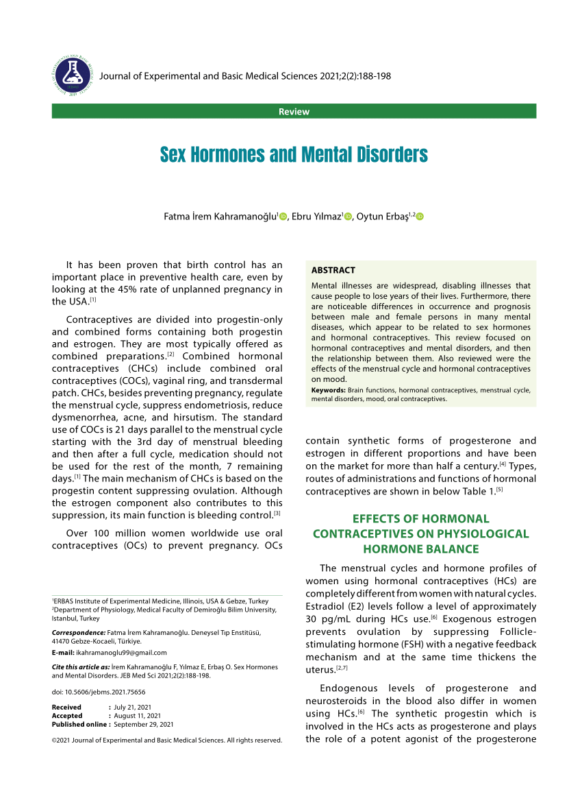 PDF) Sex Hormones and Mental Disorders