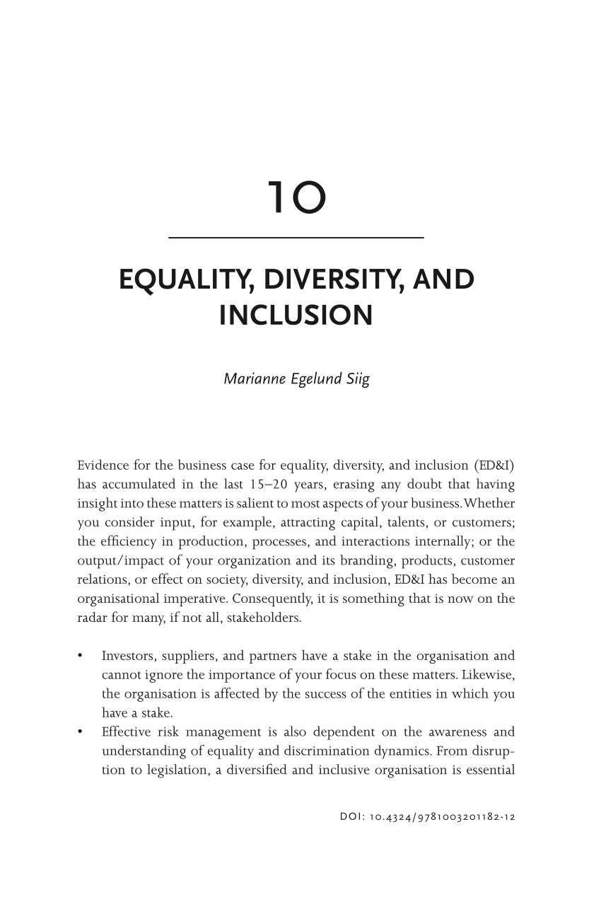 Pdf Equality Diversity And Inclusion 8287