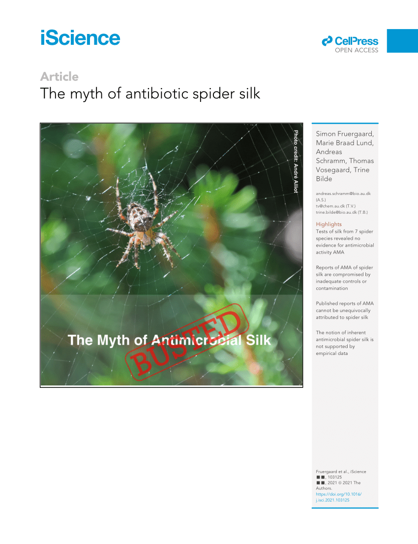 Pdf The Myth Of Antibiotic Spider Silk