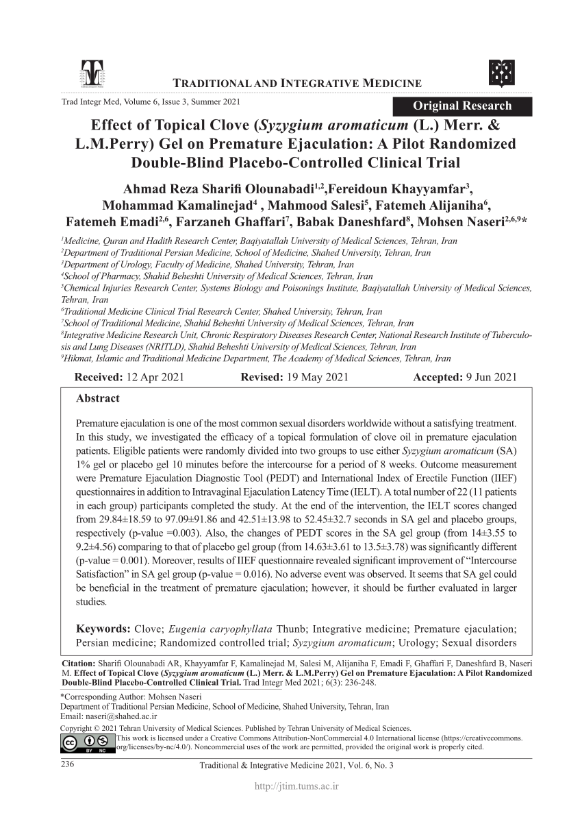 PDF Effect of Topical Clove Syzygium aromaticum L. Merr