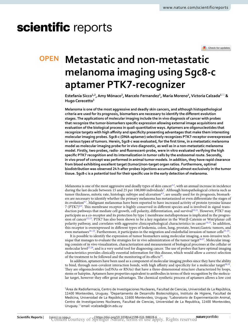 PDF) Metastatic and non-metastatic melanoma imaging using Sgc8-c