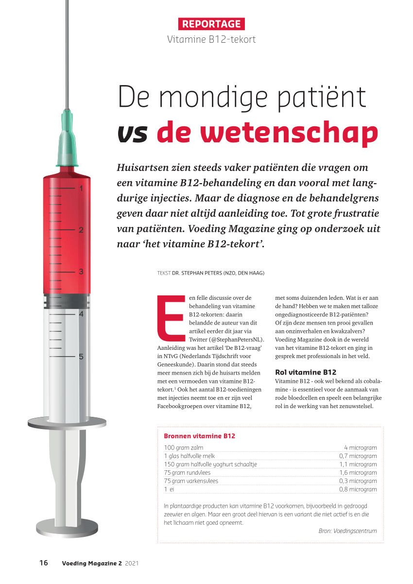 Krijgsgevangene Raad marathon PDF) De mondige patiënt vs. de wetenschap - een reportage over vitamine B12  tekorten en behandelingen
