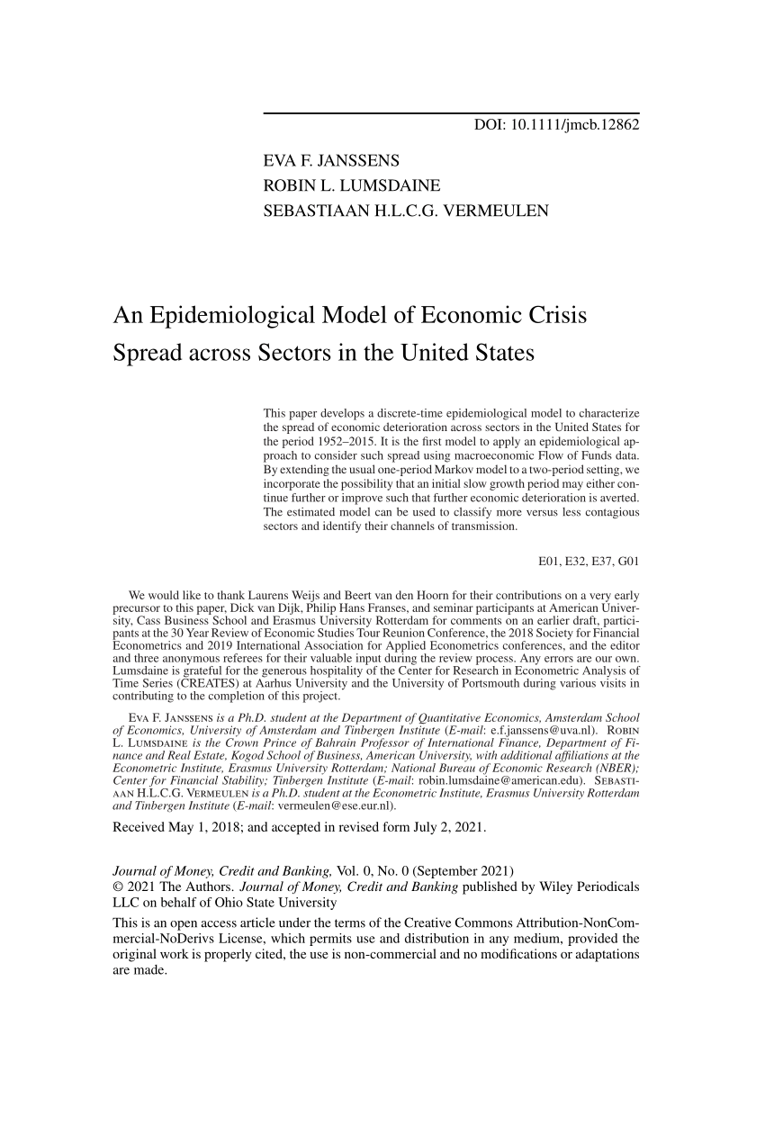 (PDF) An Epidemiological Model of Economic Crisis Spread across Sectors