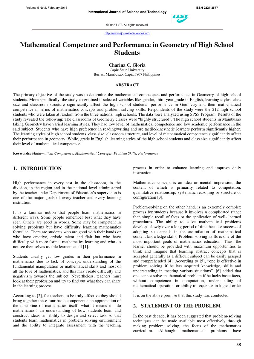 mathematical competence thesis