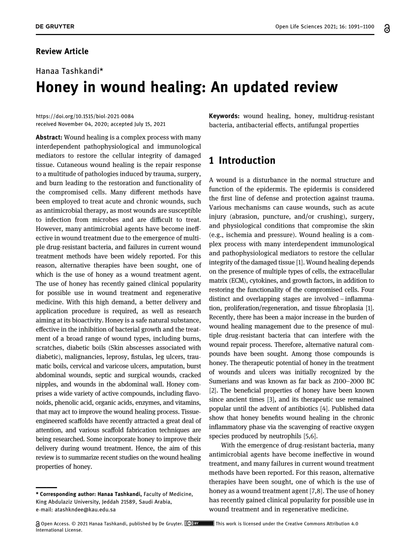 PDF) The effects of honey on the inflammatory response of cells with  respect to wound healing