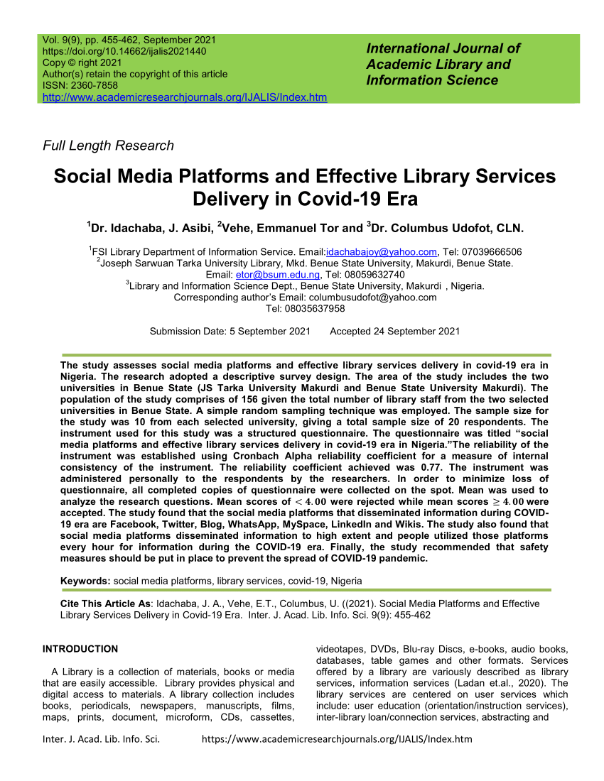 Library Services through Social Networking Sites - Library & Information  Science Education Network