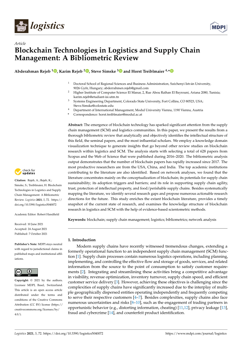 blockchain technology in supply chain management research paper