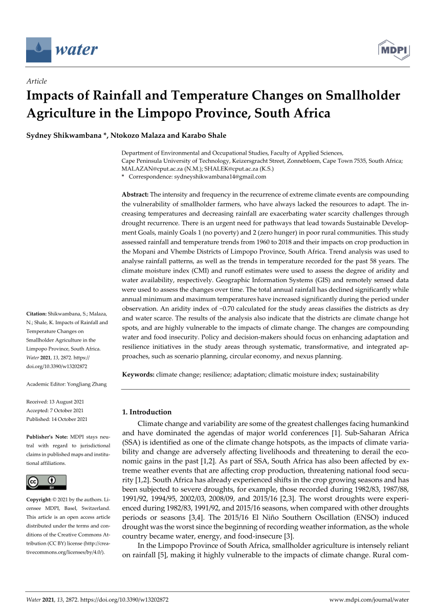 PDF) Impacts of Rainfall and Temperature Changes on Smallholder