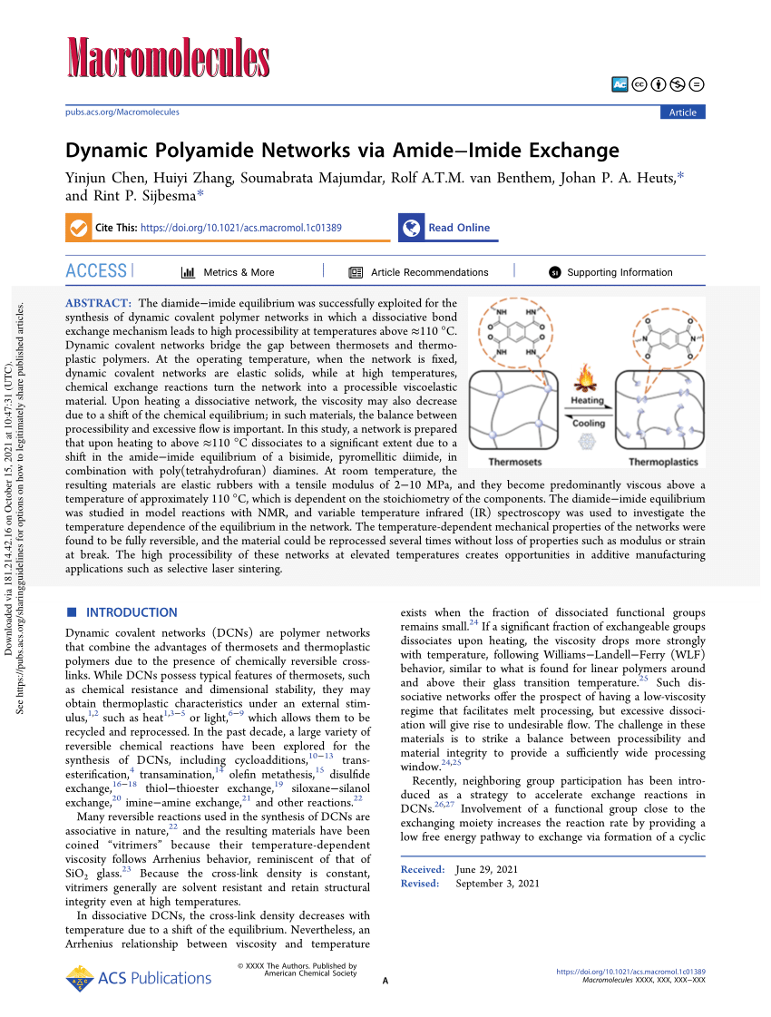 PDF) Dynamic Polyamide Networks via picture