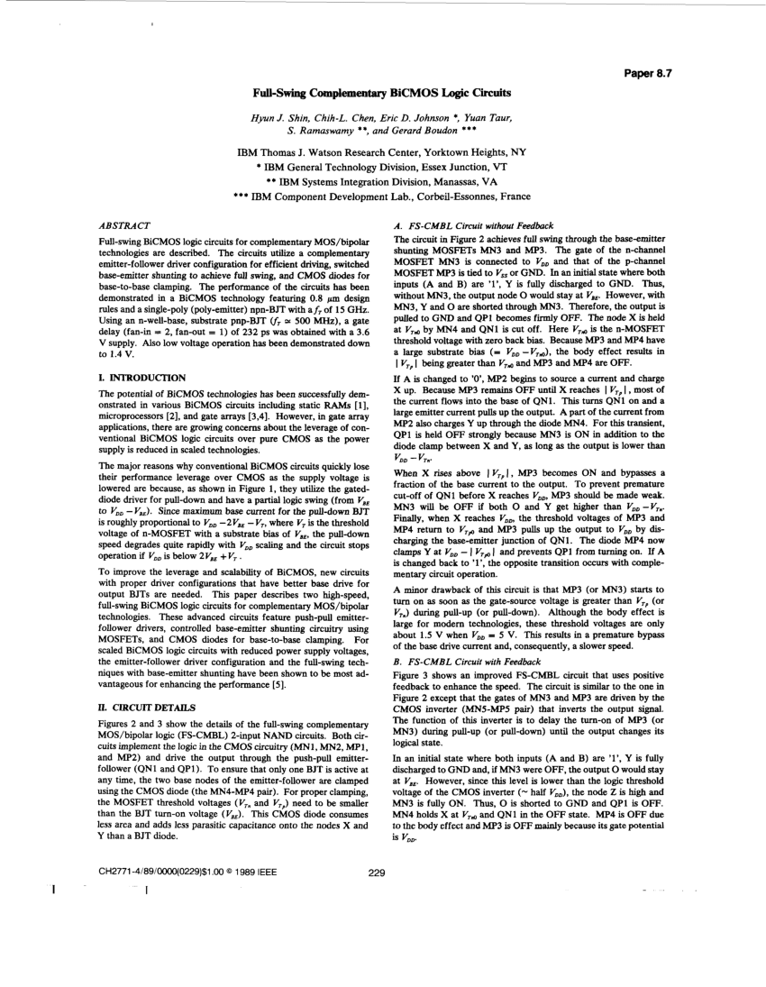 PDF) Full-swing complementary BiCMOS logic circuits