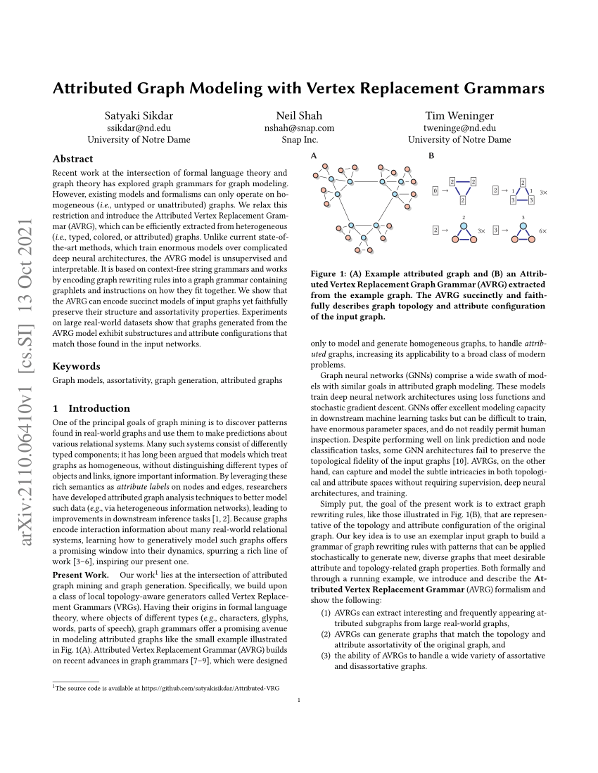 PDF) Attributed Graph Modeling with Vertex Replacement Grammars