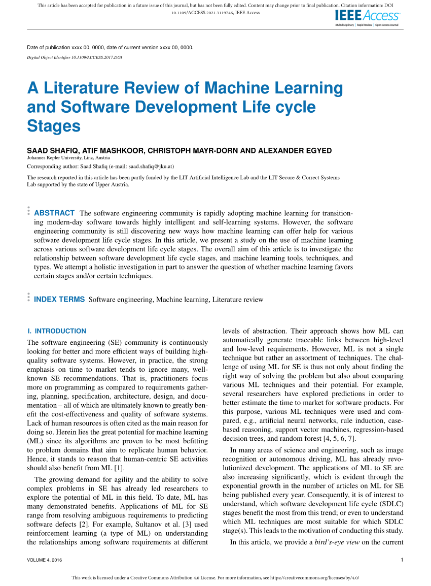 literature review machine learning example