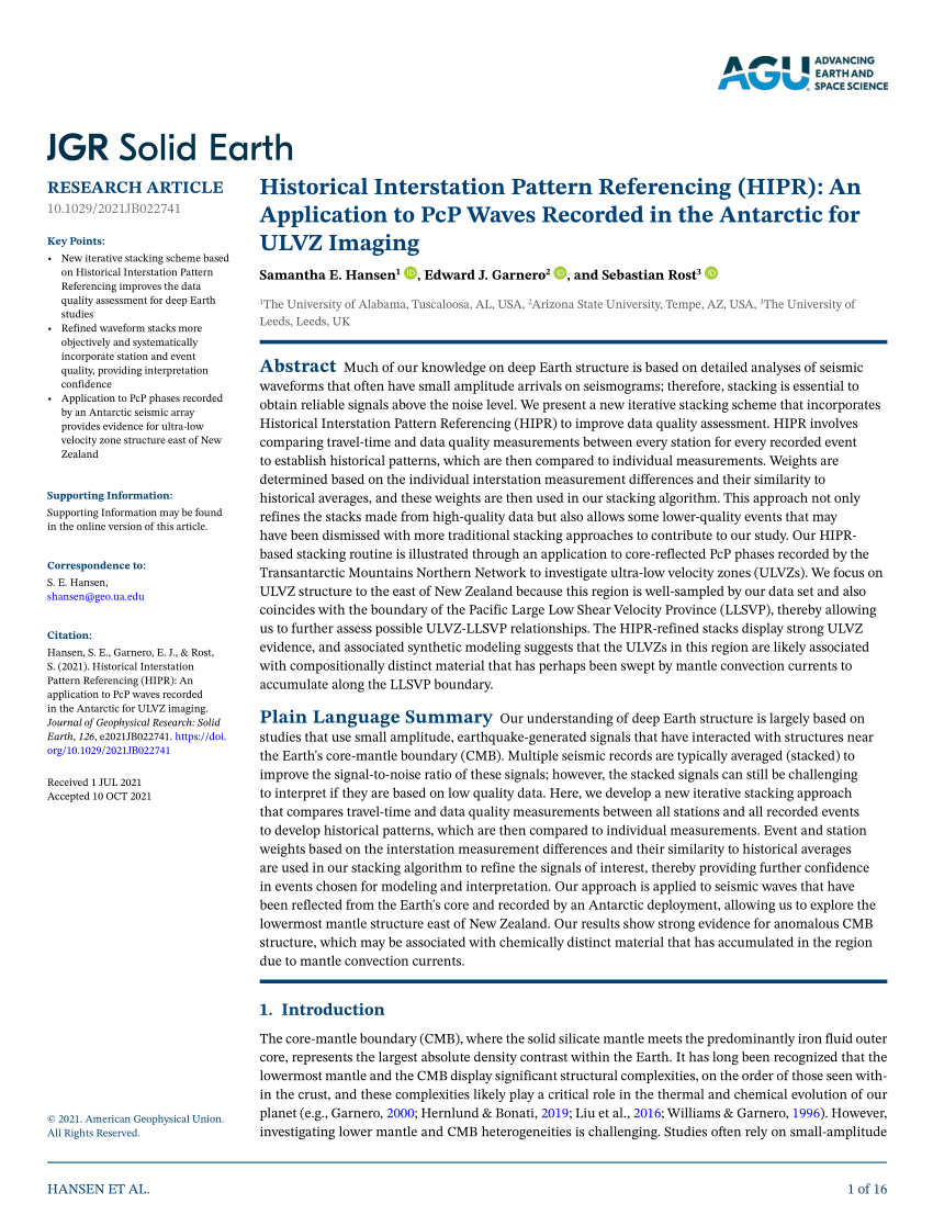 Improved Characterization of Ultralow‐Velocity Zones Through Advances in  Bayesian Inversion of ScP Waveforms - Pachhai - 2023 - Journal of  Geophysical Research: Solid Earth - Wiley Online Library