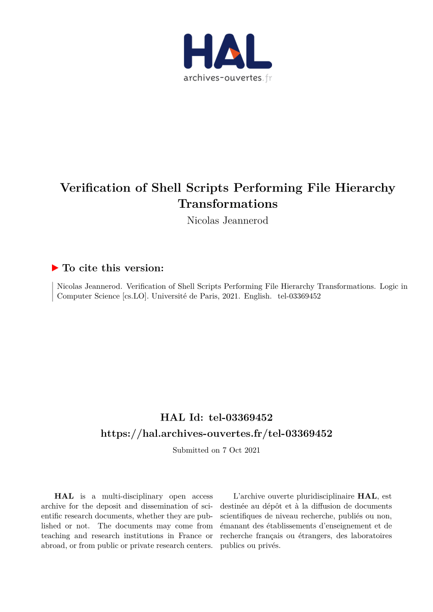 Pdf Verification Of Shell Scripts Performing File Hierarchy Transformations