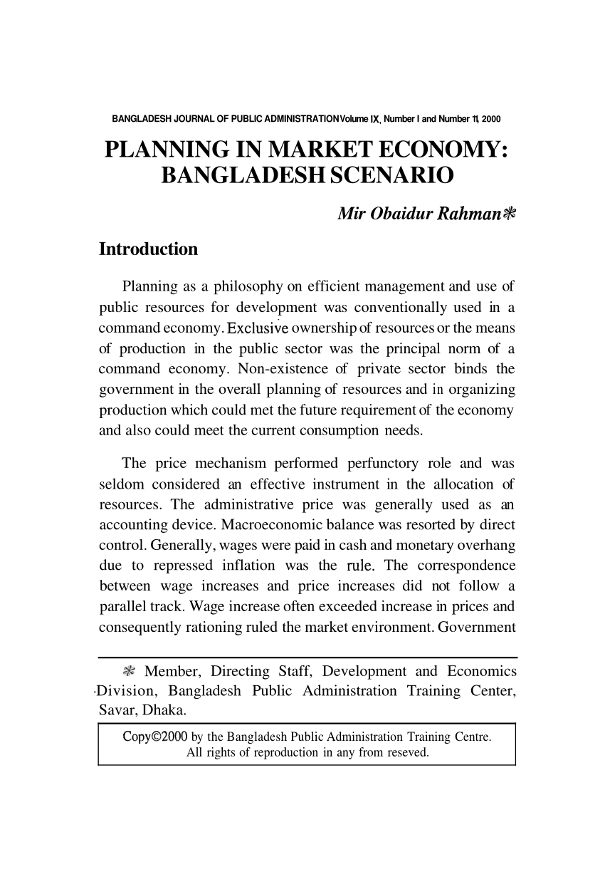 (PDF) Planning in Market Economy