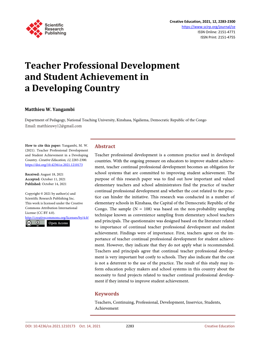 research on teachers professional development