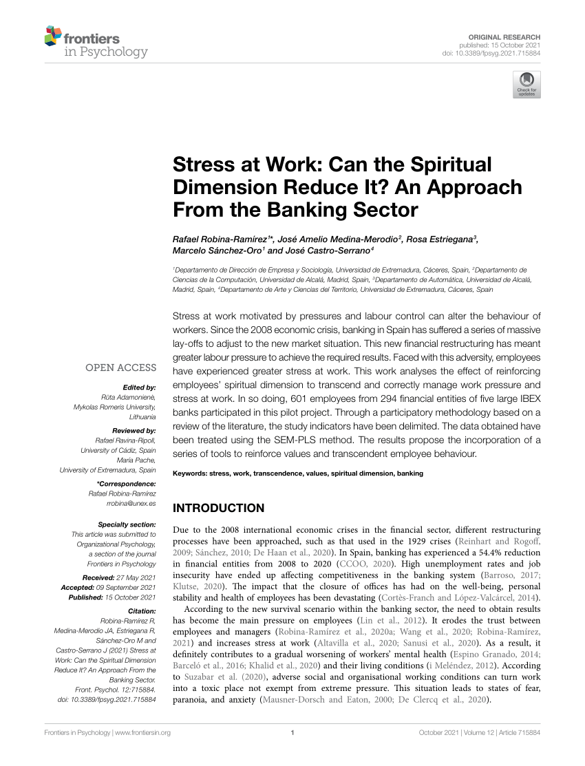 research paper on stress management in banking sector