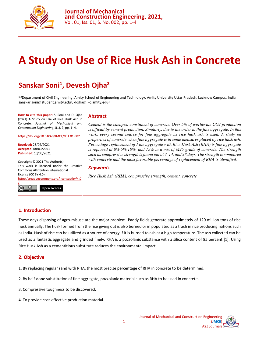 research paper on rice husk ash