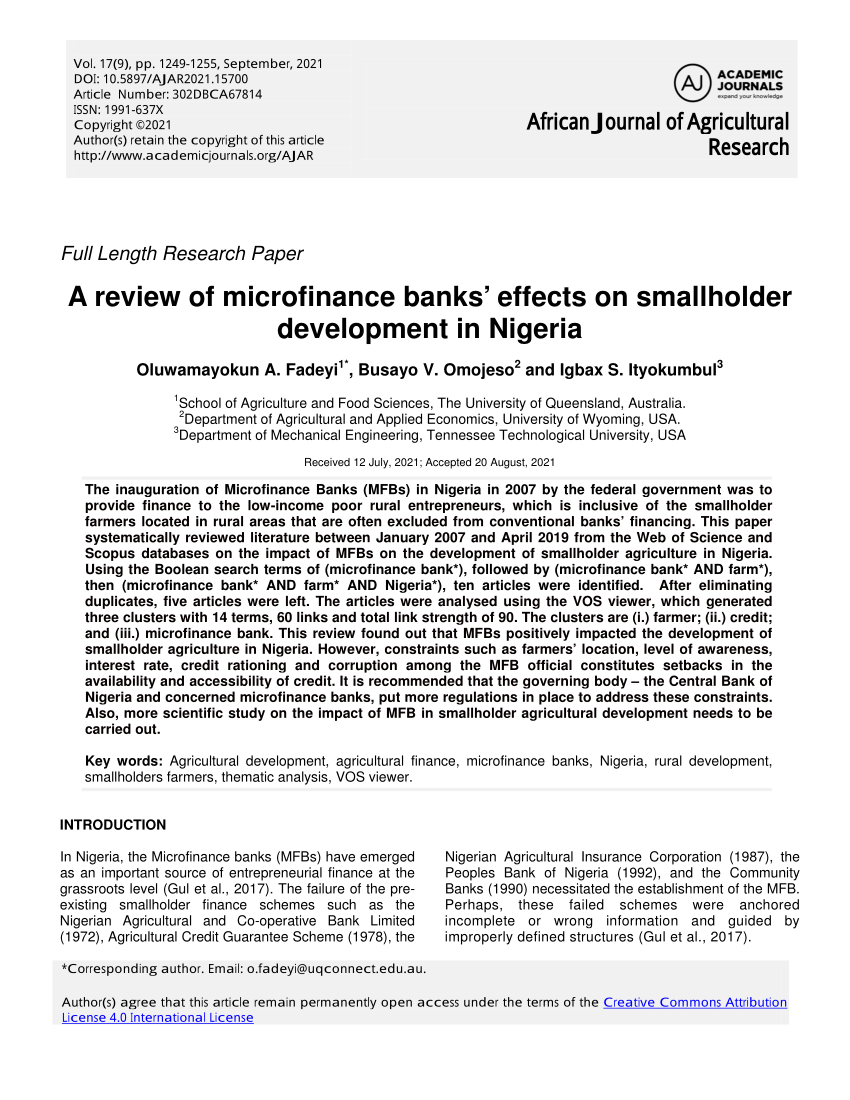 literature review of microfinance banks