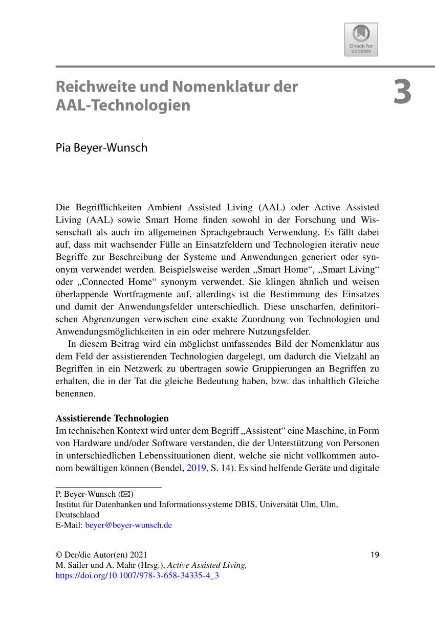PDF) Reichweite und Nomenklatur der AAL-Technologien