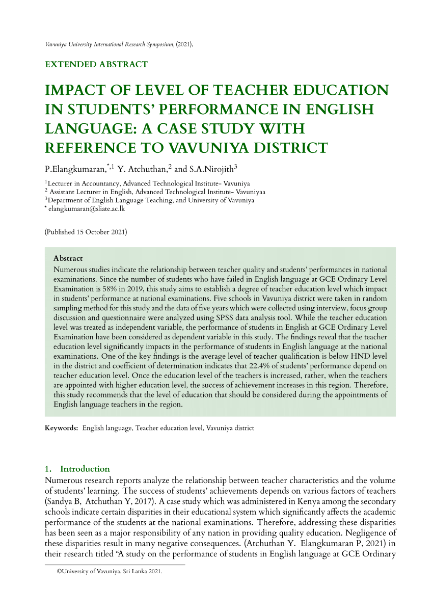 impact of teaching methods on students' performance thesis pdf