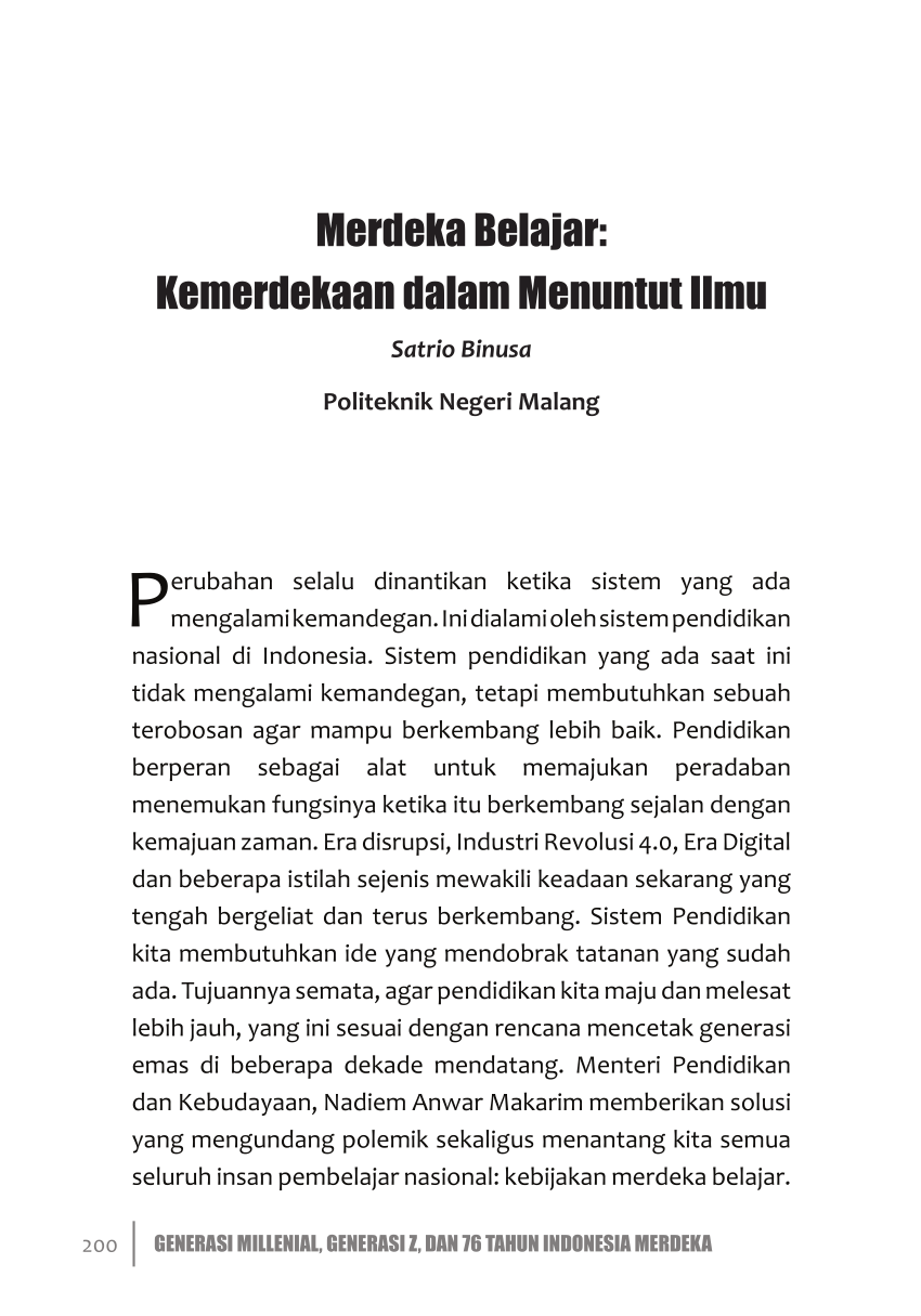 (PDF) Merdeka Belajar Kemerdekaan dalam Menuntut Ilmu